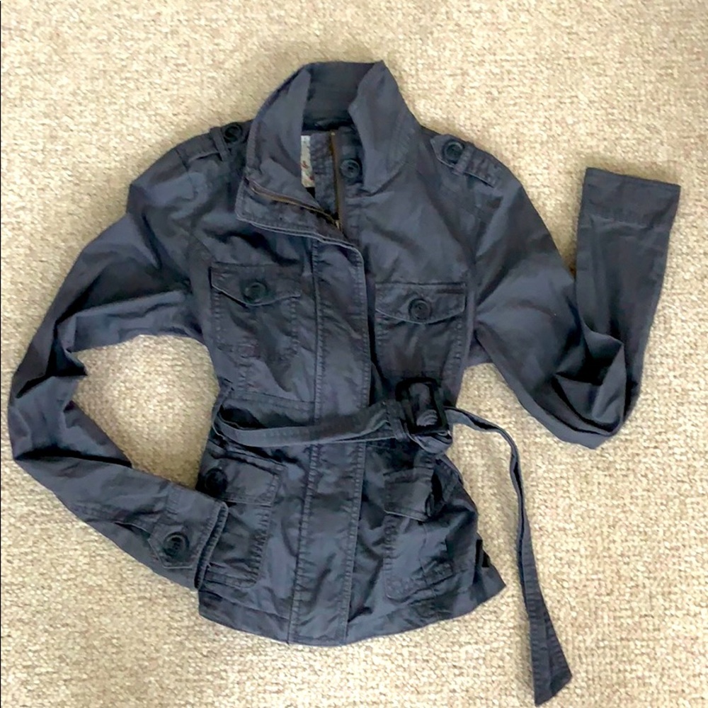 Arizona Jean Company belted gray utility jacket